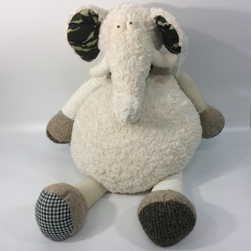 G.I.L.I. Plush Animal Buddies By Jill Martin CB The Elephant White Camo Ears
